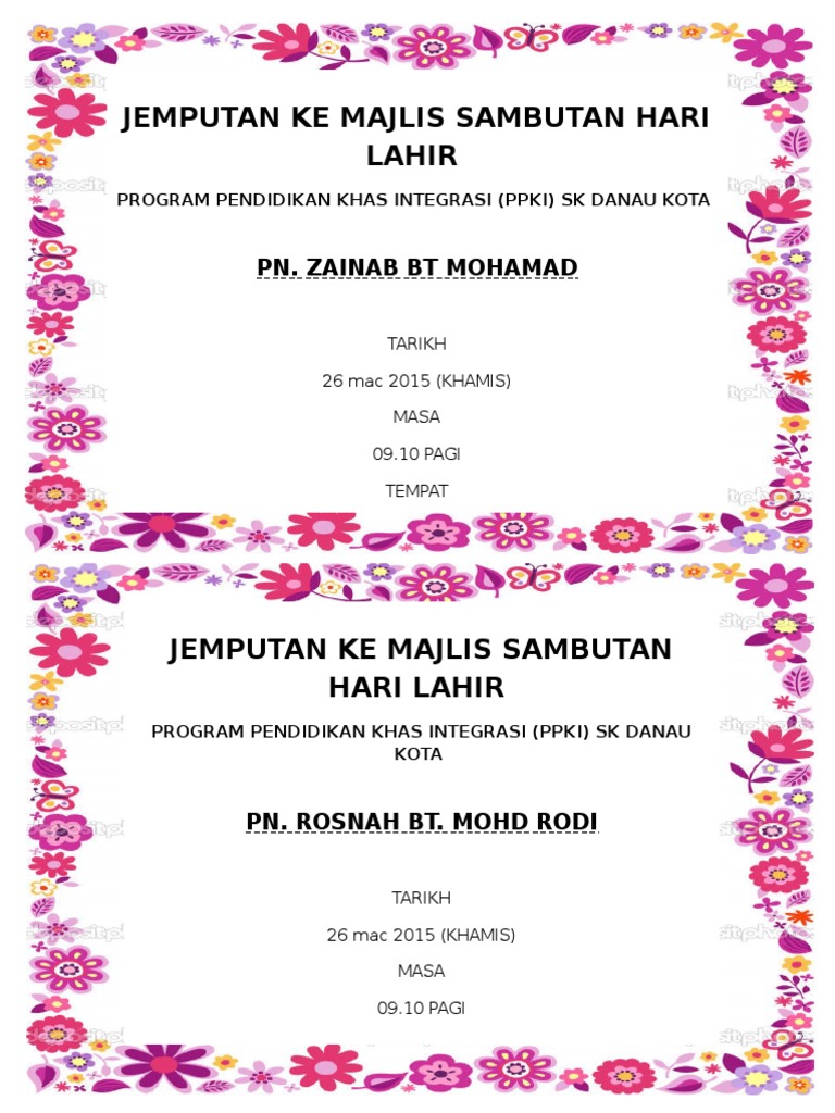 Kad Jemputan Hari Lahir Pdf
