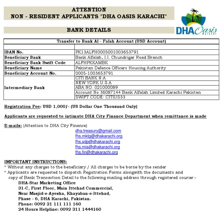 Bank Alfalah Transfer Details For Dhaoasis