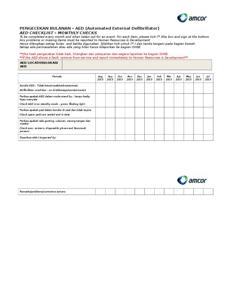 Defibrillator Maintenance Checklist 201402 PDF