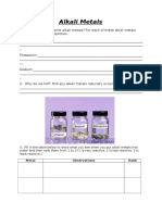 Alkali Metals Worksheet