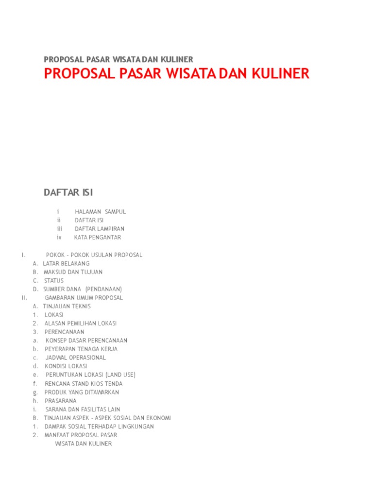 Proposal Pasar Wisata Dan Kuliner