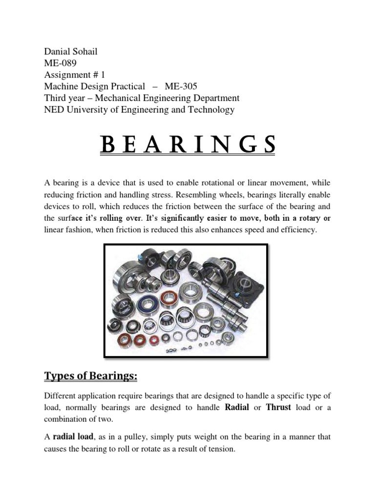 Bearingandtheirtypes.pdf Bearing (Mechanical) Mechanical Engineering