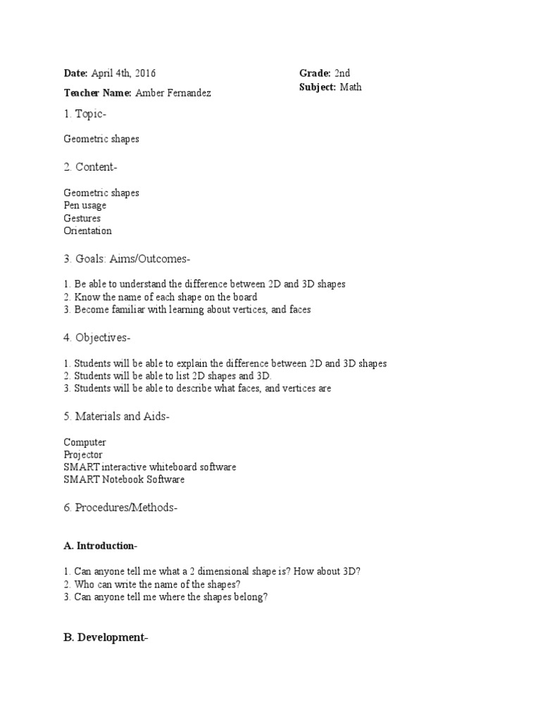 2nd Grade Math: Geometric Shapes Lesson | PDF