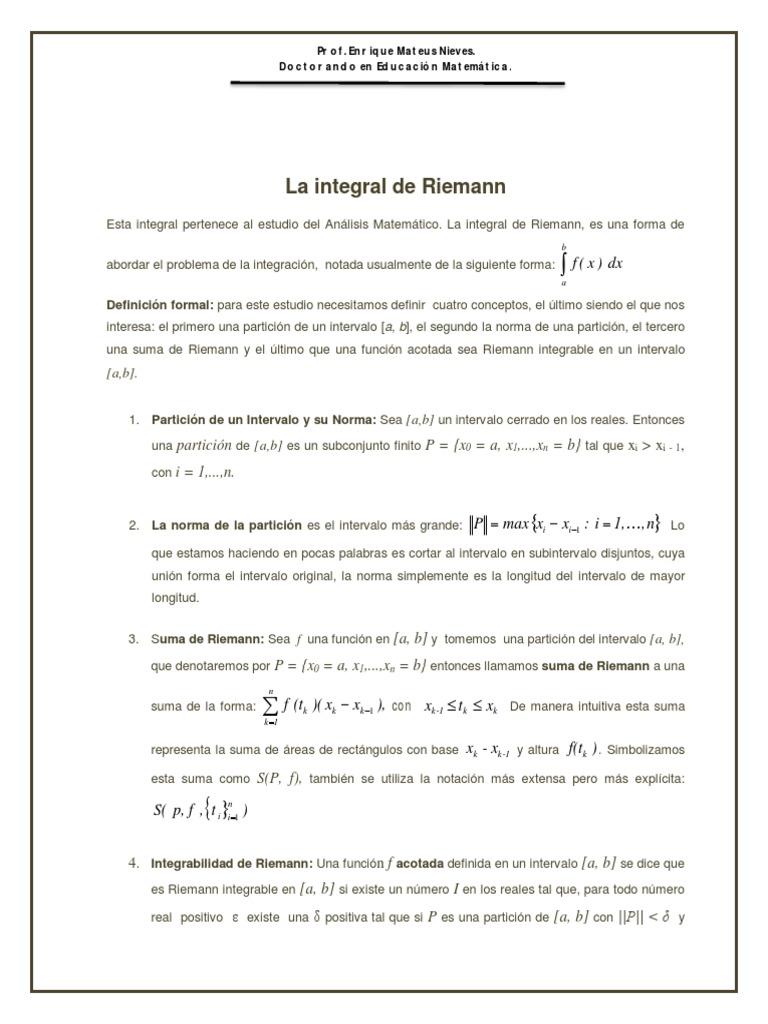 Integral de Riemann: Conceptos Clave | PDF | Integral | Zona