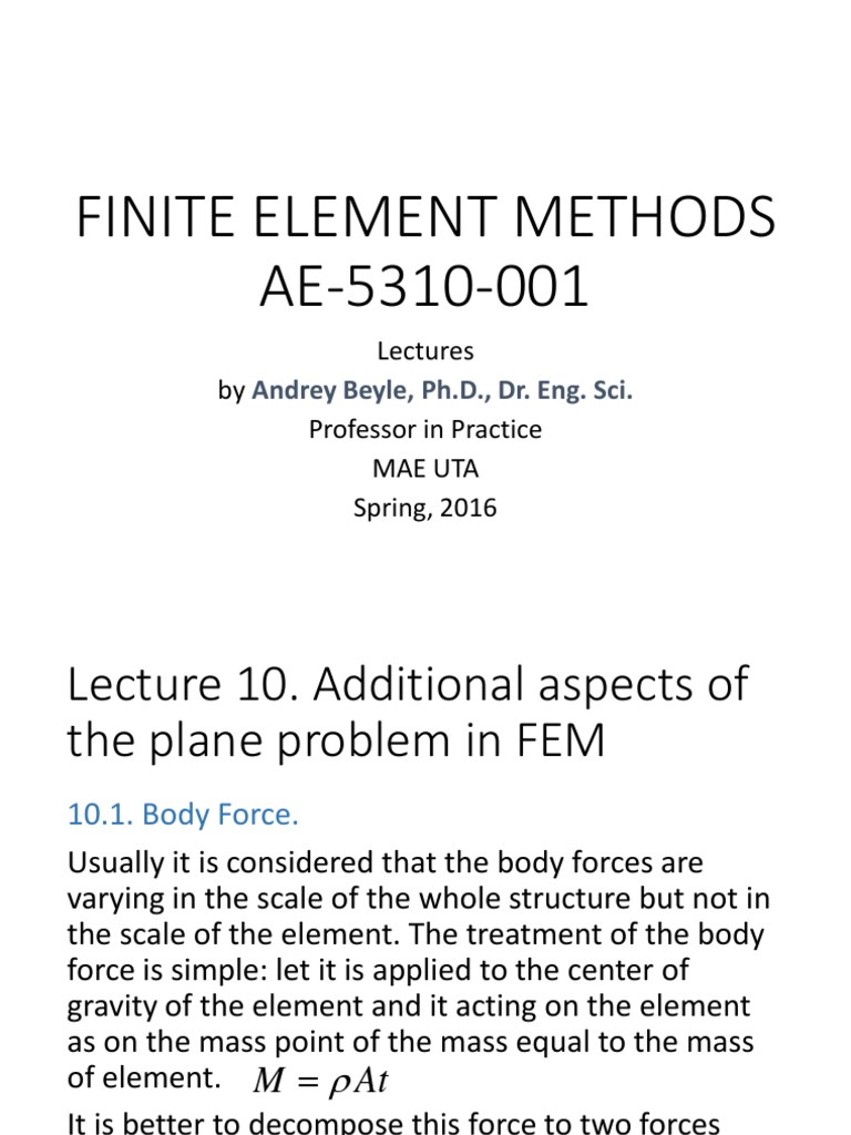 FEM Analysis of Plane Problems | PDF | Finite Element Method ...