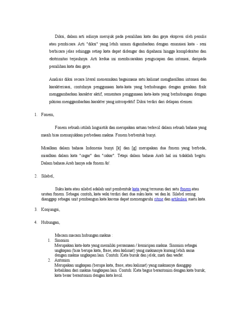 Cara Menentukan Diksi Yang Baik Dan Benar Dan Contohnya Pdf