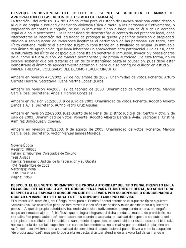 DESPOJO Jurisprudencias | PDF | Derecho penal | Propiedad