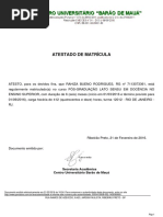 Atestado de Matrícula Pós Graduação