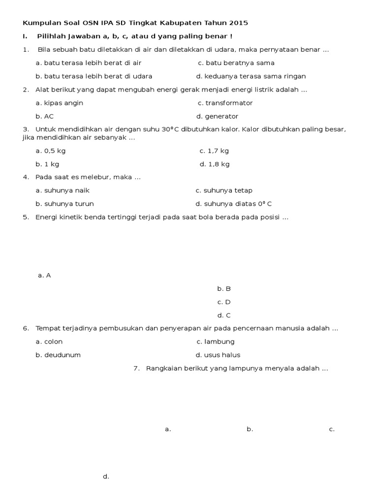 Soal Osn Sd Ipa