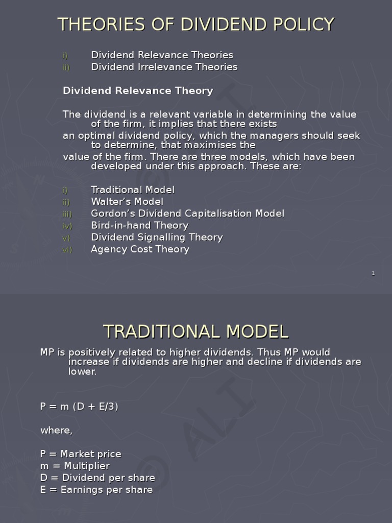 Theories Of Dividend Policy Dividend Corporations