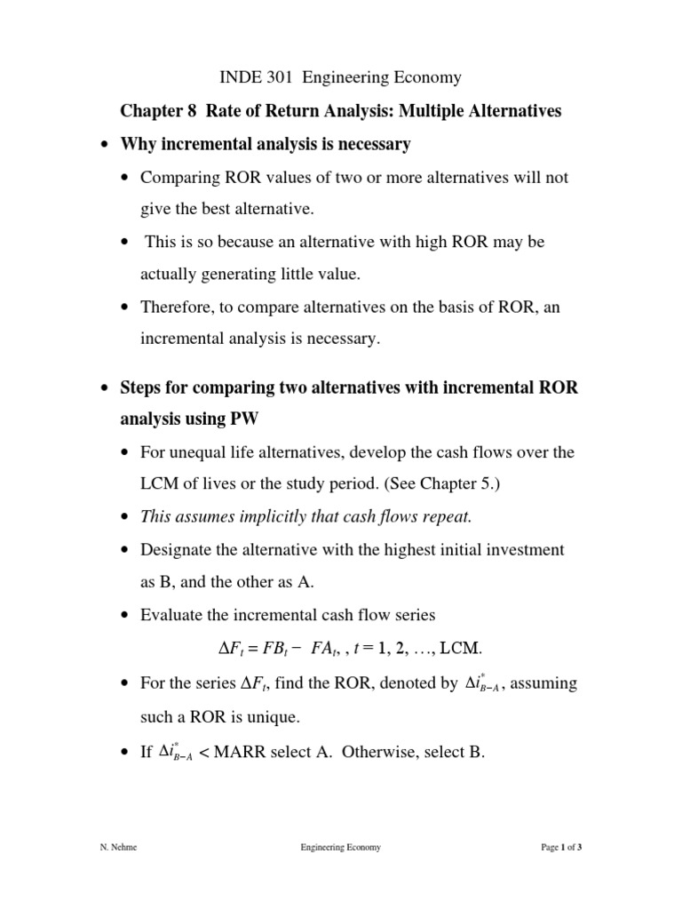 ROR Analysis for Multiple Alternatives | PDF | Teaching Methods & Materials