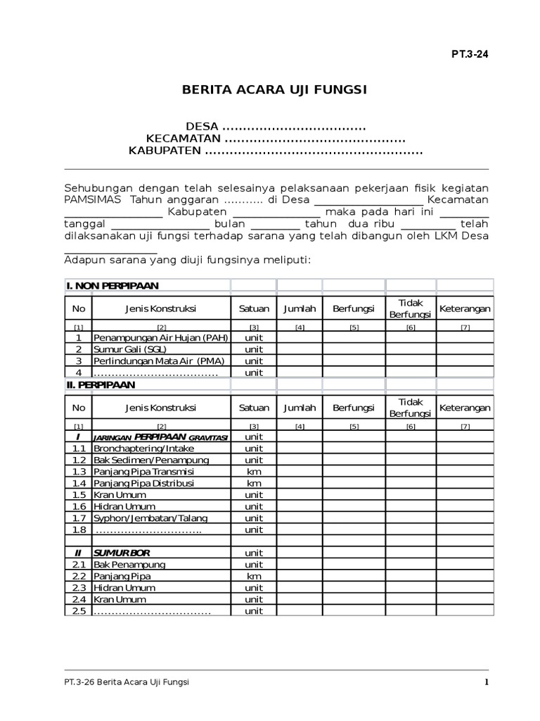 Berita Acara Uji Fungsi