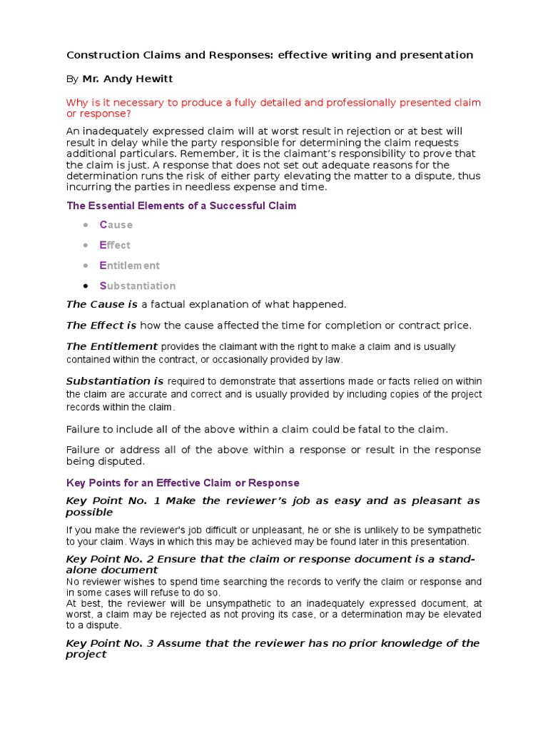 Effective Construction Claims Guide | PDF | Narrative | Evidence (Law)