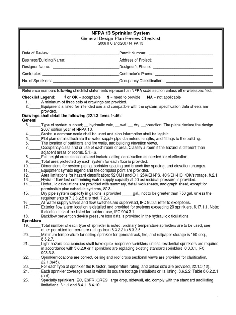 NFPA132007SprinklerSystemChecklist0809.pdf