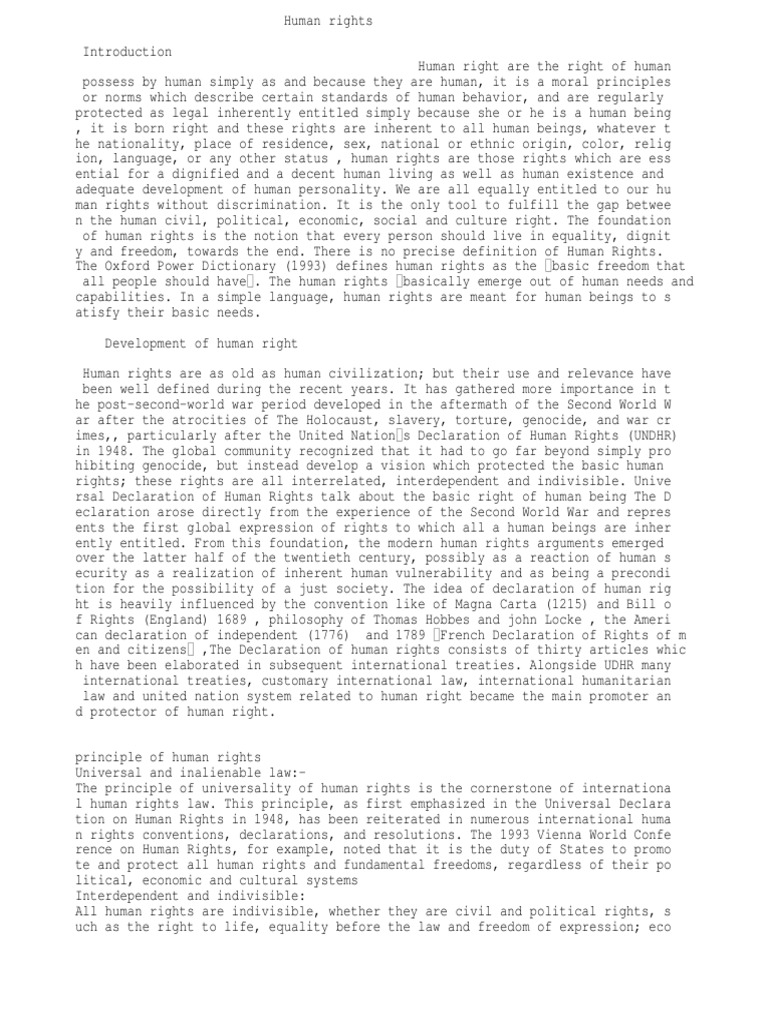 Human rights principles of universality, indivisibility and non ...