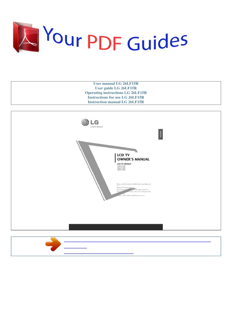 Array - user manual lg 26lf15r e pdf hdmi electrical connector rh scribd lg  tv ...