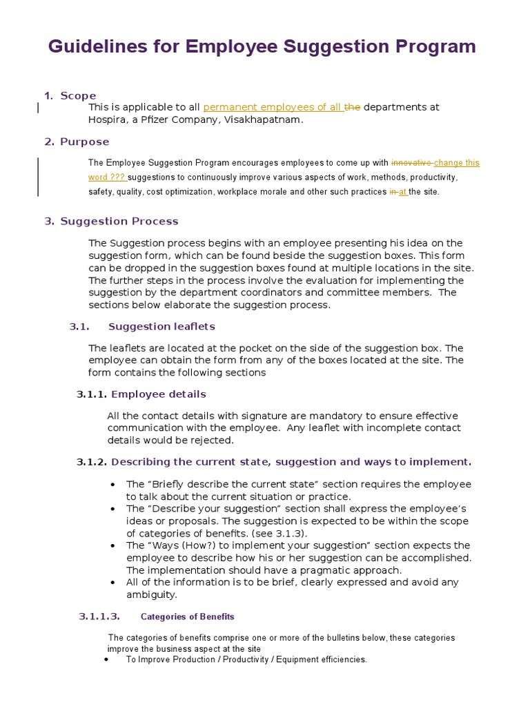Employee Suggestion Program Guidelines | PDF | Employment | Evaluation