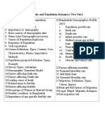 Suggestions of Demography and Population Dynamics-Viva Voice