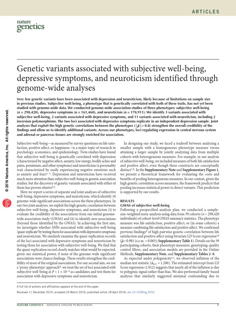 Nature Paper | PDF | Genome Wide Association Study | Single Nucleotide ...