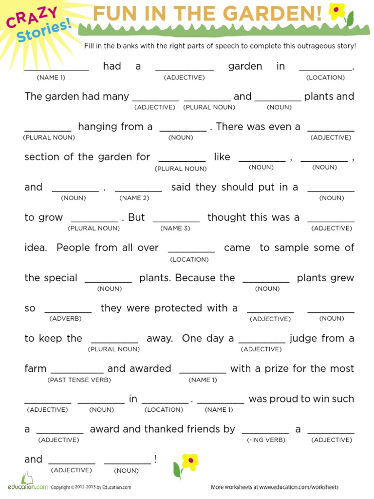 Fill in The Blanks Story 1 PDF | PDF | Noun | Adjective