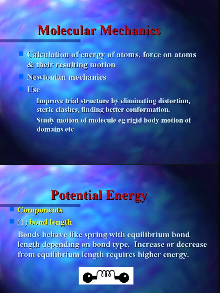 Lec 3 BB PDF Force Field (Chemistry) Molecular Dynamics
