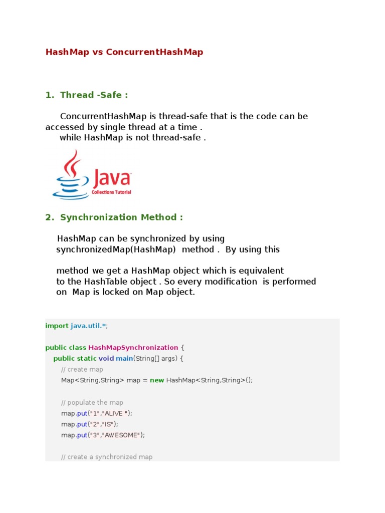 HashMap Vs ConcurrentHashMap PDF Concurrent Computing Information