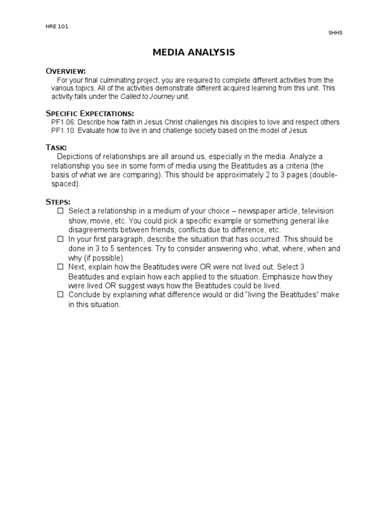 Media Analysis of Relationships and Beatitudes | PDF | Science ...
