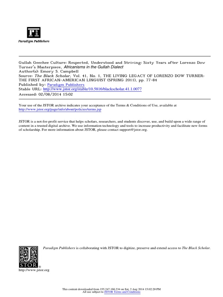 Africanisms in The Gullah Dialect: Paradigm Publishers | PDF | Seminole ...