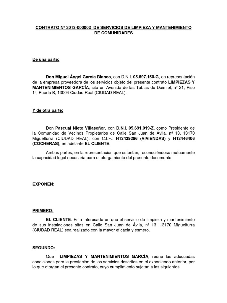 Modelo Contrato | PDF | Calidad (comercial) | Negocios (general)