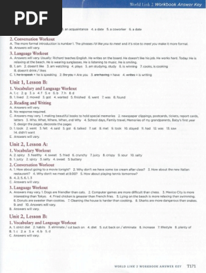 Worldlink 2B Workbook Key PDF | PDF