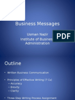 Business Messages: Usman Nazir Institute of Business Administration