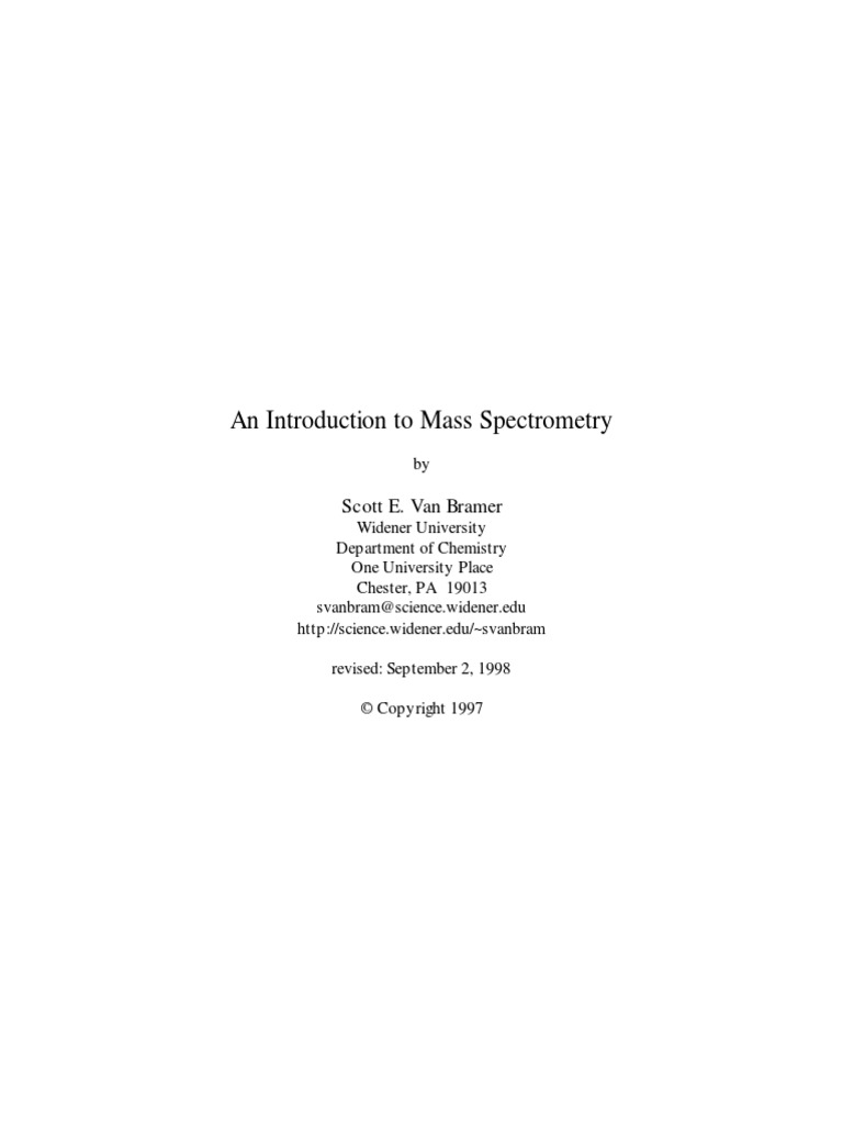 Introduction To Mass Spectrometry PDF | PDF | Mass Spectrometry | Time ...