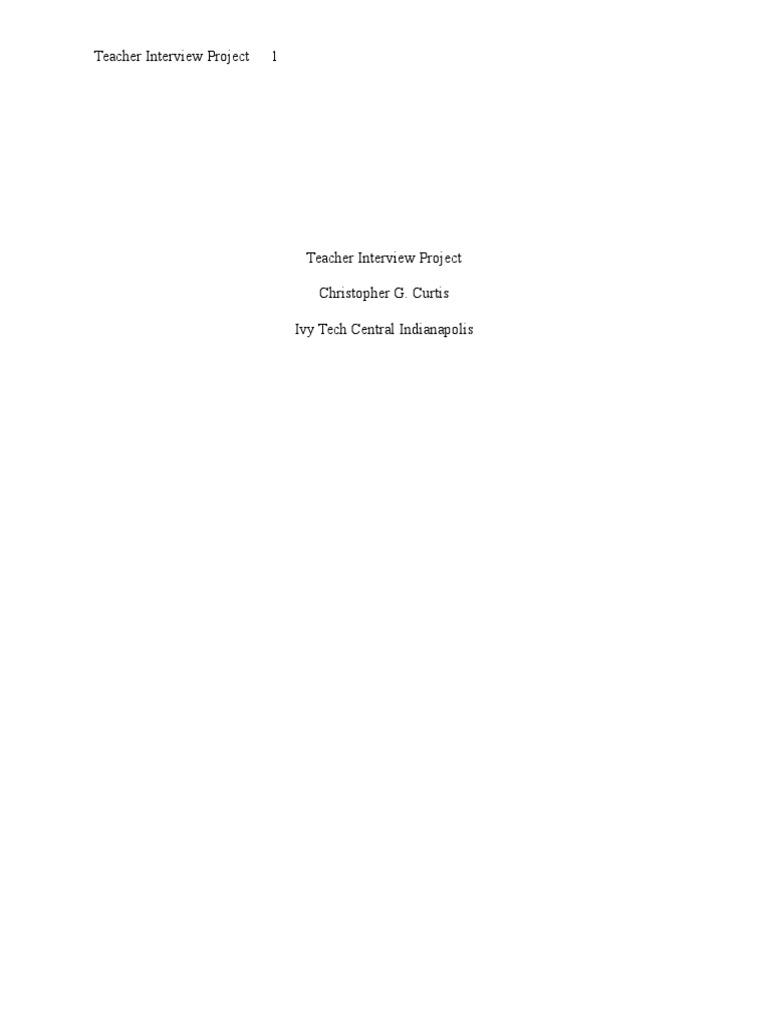Teacher Interview Project Final | PDF | Classroom | Teachers