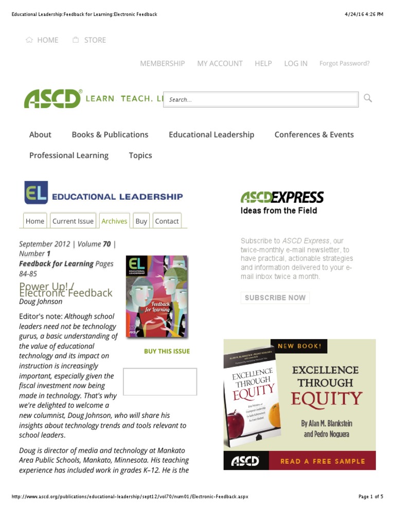 El-Feedback For Learning Electronic Feedback | PDF | Cyberspace | Computing