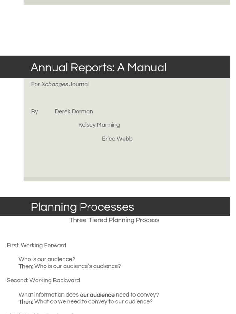 Annual Reports Manual for Xchanges | PDF