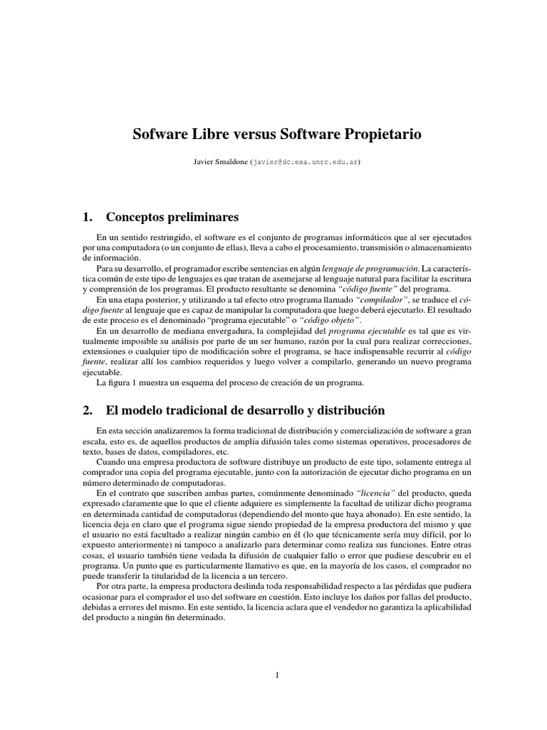 Software Libre y Propietario PDF | PDF | Software libre | Programa de ...