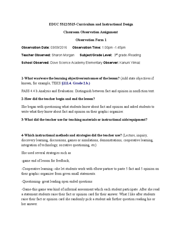 Essay reflection on a class observation image