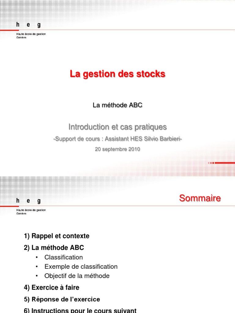 Méthode ABC en gestion des stocks | PDF | Inventaire | Économie