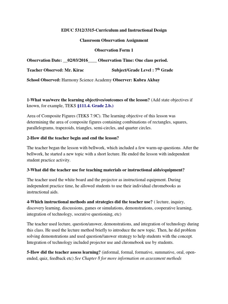 Observation of classroom teaching image