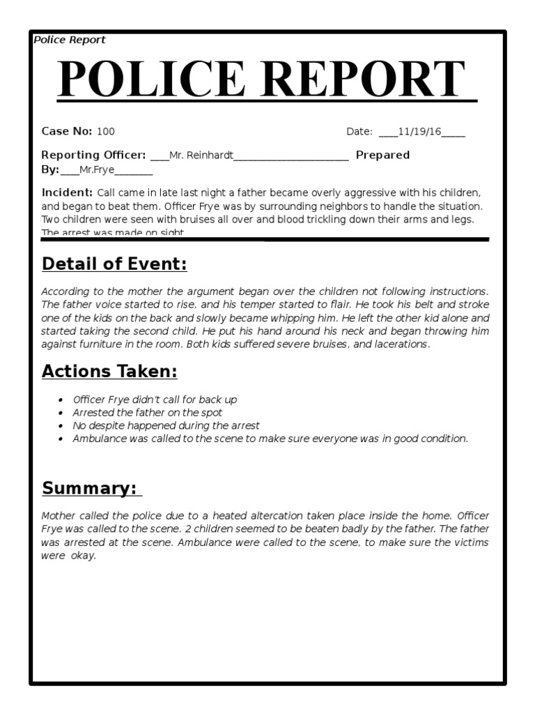 Police Report on Child Abuse Incident | PDF | Social Science | Mystery ...