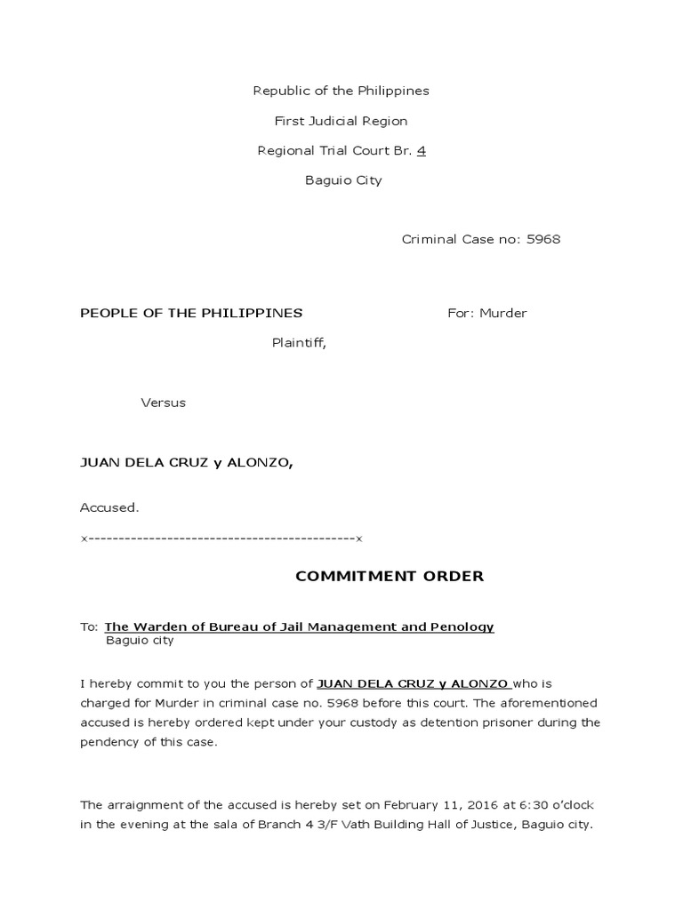 Republic of The Philippines First Judicial Region Regional Trial Court ...