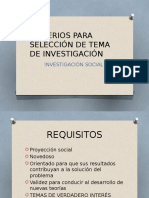 Criterios para Selección de Tema de Investigación