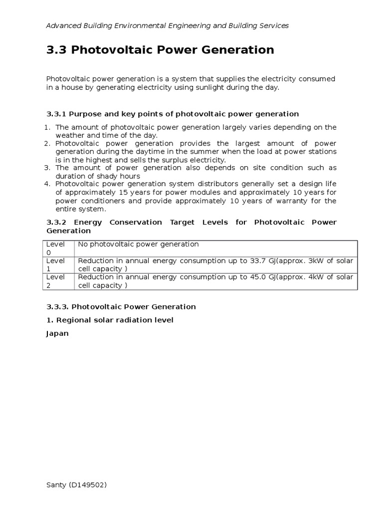 Photovoltaic Power Generation Insights | PDF | Water Heating ...