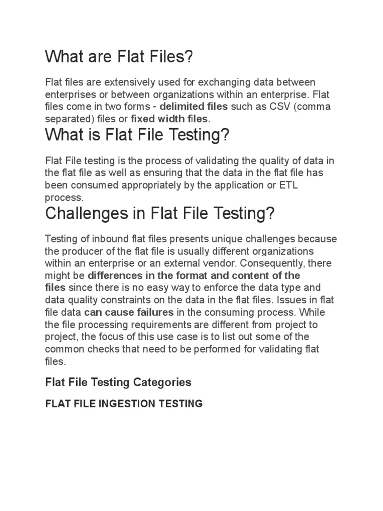 Flat File Testing File Format Data Quality