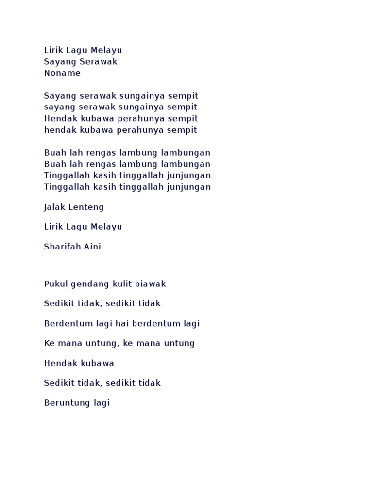 Lirik Lagu Melayu Pdf