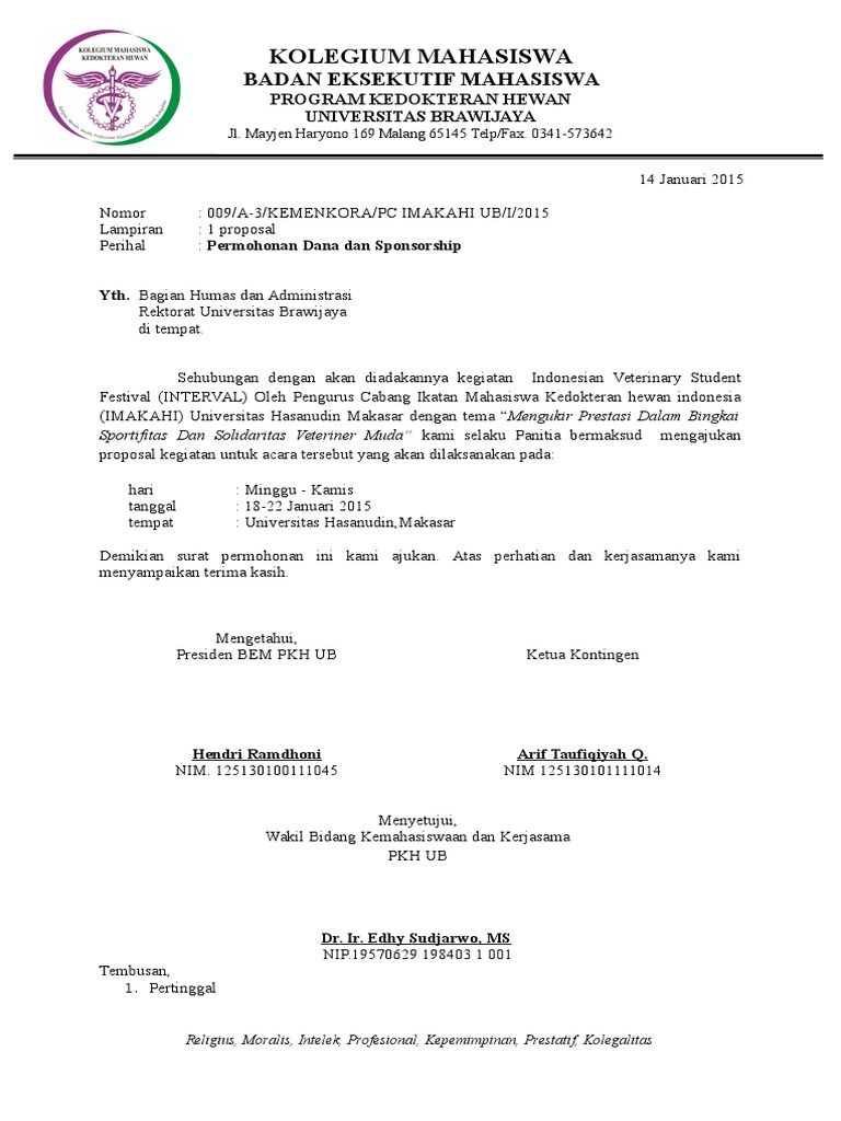 Surat Permohonan Dana Proposal