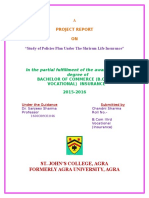 "Study of Policies Plan Under The Shriram Life Insurance": St. John'S College, Agra Formerly Agra University, Agra