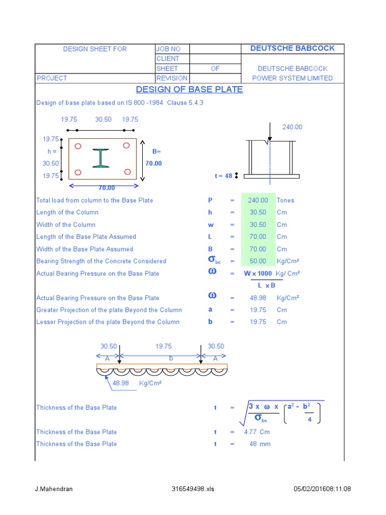 Base Plate Calculation Civil Engineering Building Engineering