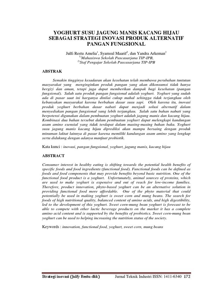 Yogurt Susu Jagung Manis Kcg Hijau Pdf