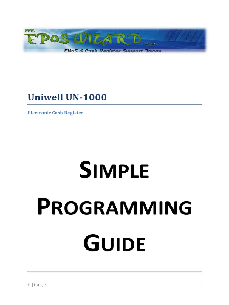 Uniwell UN1000 Cash Register Manual PDF Computer Keyboard
